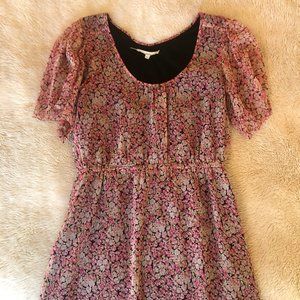 ELIOT FLORAL FLUTTER SLEEVE DRESS